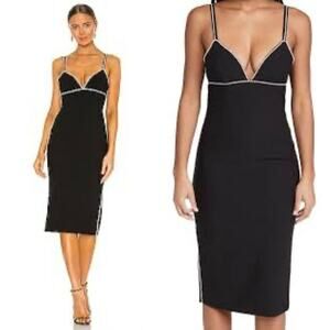 NWT $595 Cinq a Sept 4 Beth Dress Black Crystal Embellished Party Cocktail